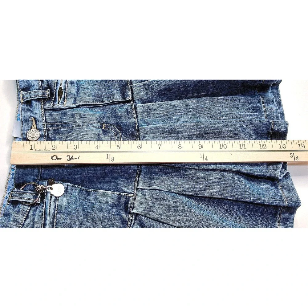 Y2K Gap Pleated Denim Skort Girls 10 Blue Adjustable Waist Built-in Shorts